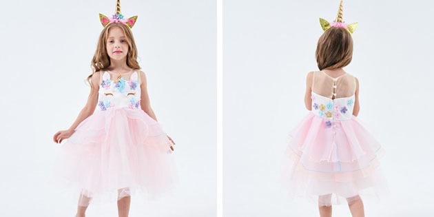 Bērnu kleitas par kontaktligzdas: kleita ar asimetrisku apakšmalu