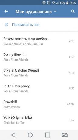 Kā klausīties mūziku Android Vkontakte