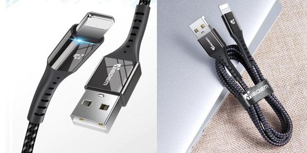 Uzlādes kabelis iOS ierīcēm: TIEGEM USB