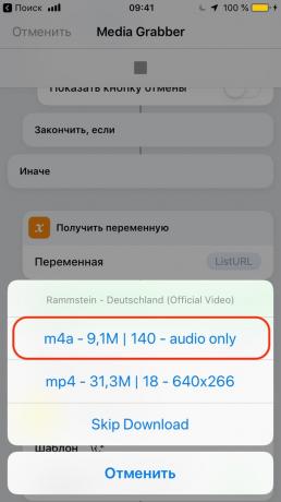 Kā lejupielādēt mūziku no YouTube, izmantojot iOS app: Ievadiet M4A formātā