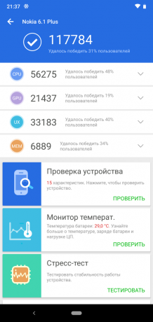 Pārskats par Nokia 6.1 Plus: AnTuTu