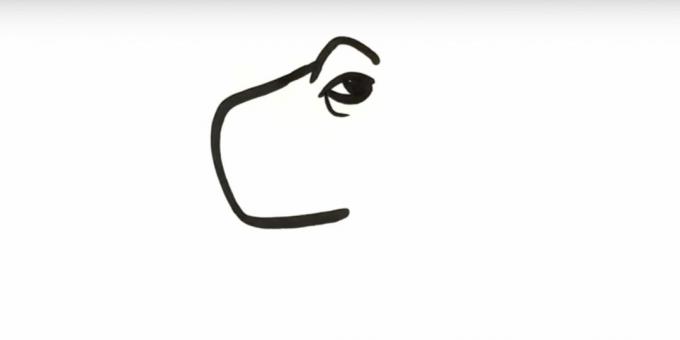Kā uzzīmēt dinozauru: uzzīmējiet uzaci un aci
