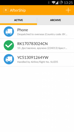 Izsekošana pasta vienumus ar AfterShip Android