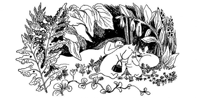 Ilustrācija ar pirmo grāmatu par Muminiem
