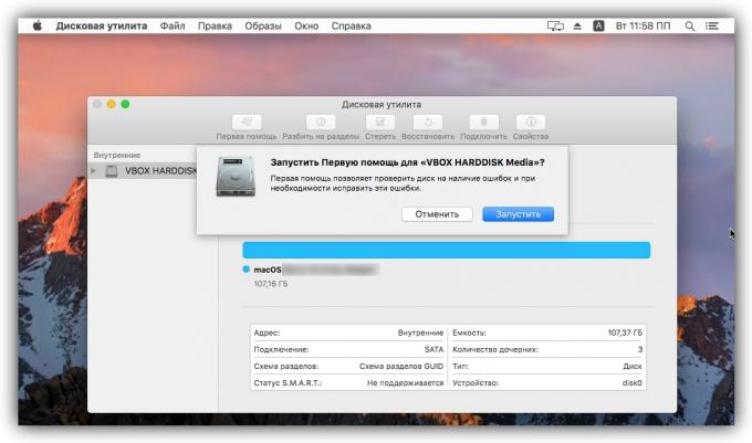 Kā es varu izdzēst failu MacOS: palaist "Disk Utility"
