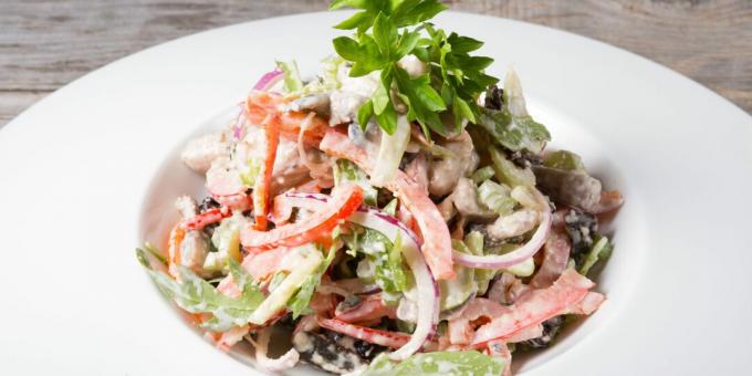 Šķiņķa un pupiņu salāti: vienkārša recepte