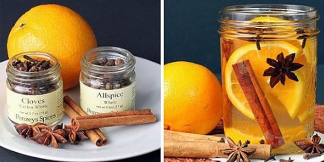 dabīgās garšvielas uz mājām: Ar apelsīnu, kanēļa, krustnagliņu un anīsa garša