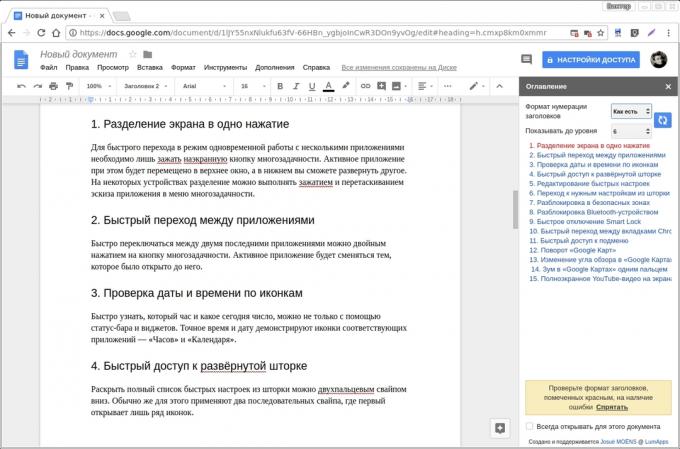 Google Docs add-ons: Saturs