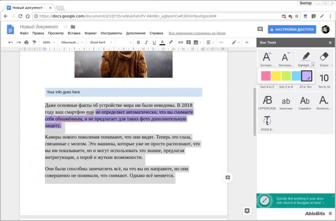 Google Docs add-ons: Doc rīki