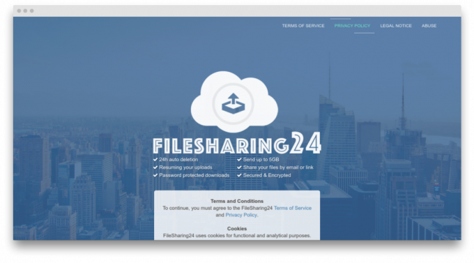 FileSharing24 ekrāns
