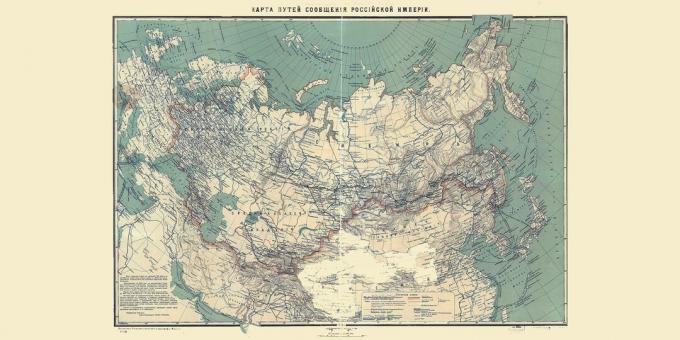 Krievijas impērijas vēsture: dzelzceļa karte Krievijā 1916. gadā. 