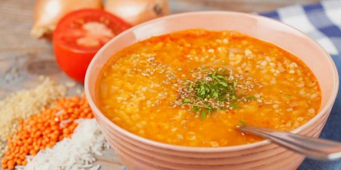 Ezogelin - turku zupa ar bulguru, rīsiem un lēcām