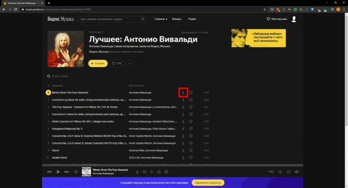 Lejupielādējiet mūziku no Yandex. Mūzika ": Skyload