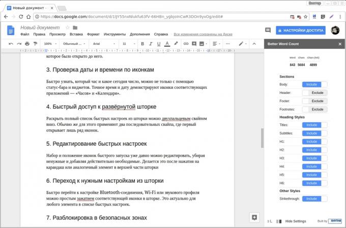 Google Docs add-ons: Labāk Word Count