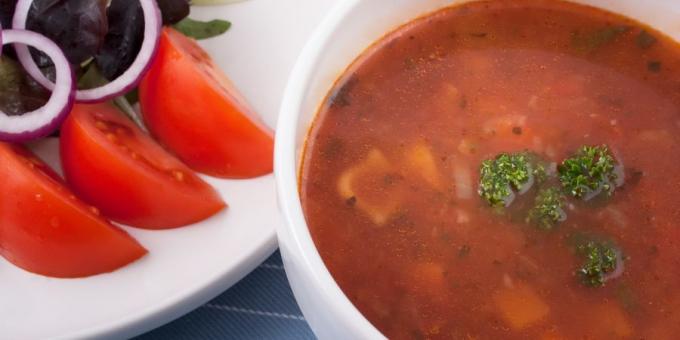 dārzeņu zupas: tomātu zupa ar peppers