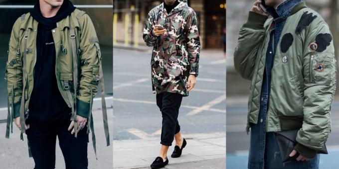 Vasaras izpārdošana apģērbu un apavu vīriešiem: militārā stila jaka