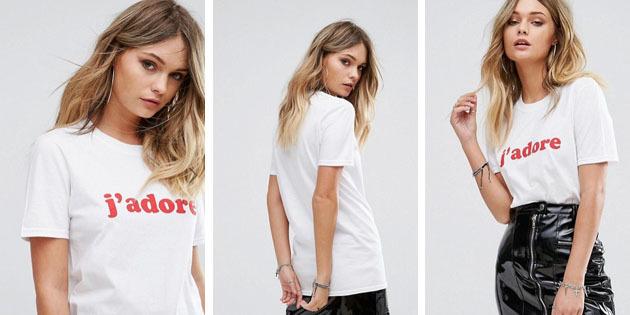 Sieviešu mode t-krekli no Eiropas veikalos: T-krekls ar uzrakstu Boohoo