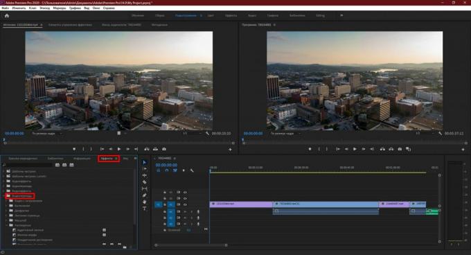 Adobe Premiere Pro: noklikšķiniet uz Video Transitions