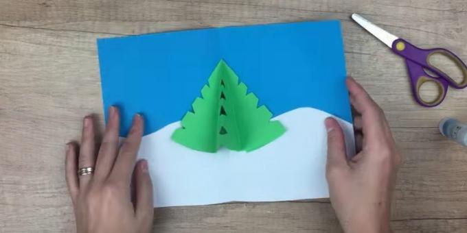 Ziemassvētku kartiņas ar savām rokām: Ziemassvētku eglīte nūju