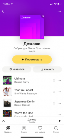 Smart playlists "Yandex. mūzika "